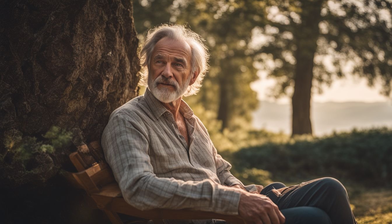 A man undergoing prostate cancer treatment in a peaceful natural setting.